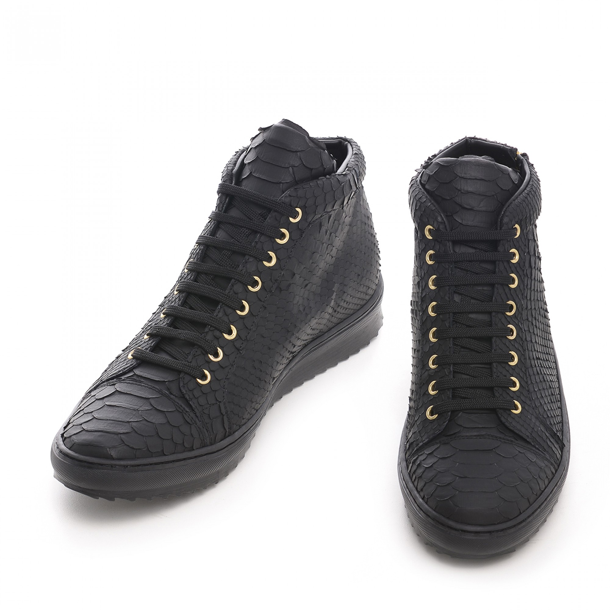Delano - Elevator Sneakers in Python Leather from 2.4 to 3.1 inches