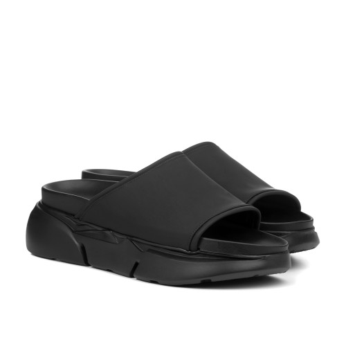 Sal - Elevator Sandals in Rubberized Effect Leather up to 2.4 inches