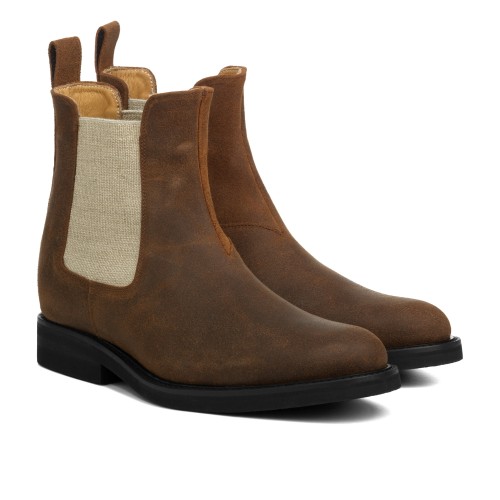 Yuma - Elevator Chelsea Boots in Waxed Leather from 2.4 to 4 inches 