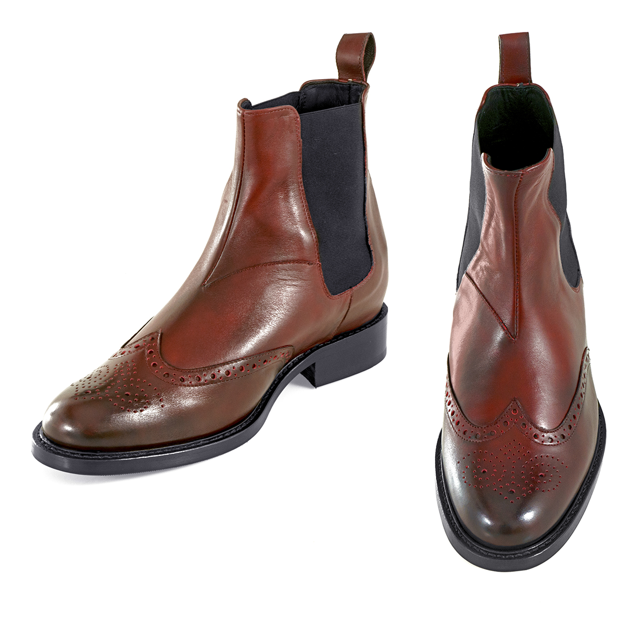 Almas Tower - Elevator Boots in Brushed Leather from 2.4 to 4 inches